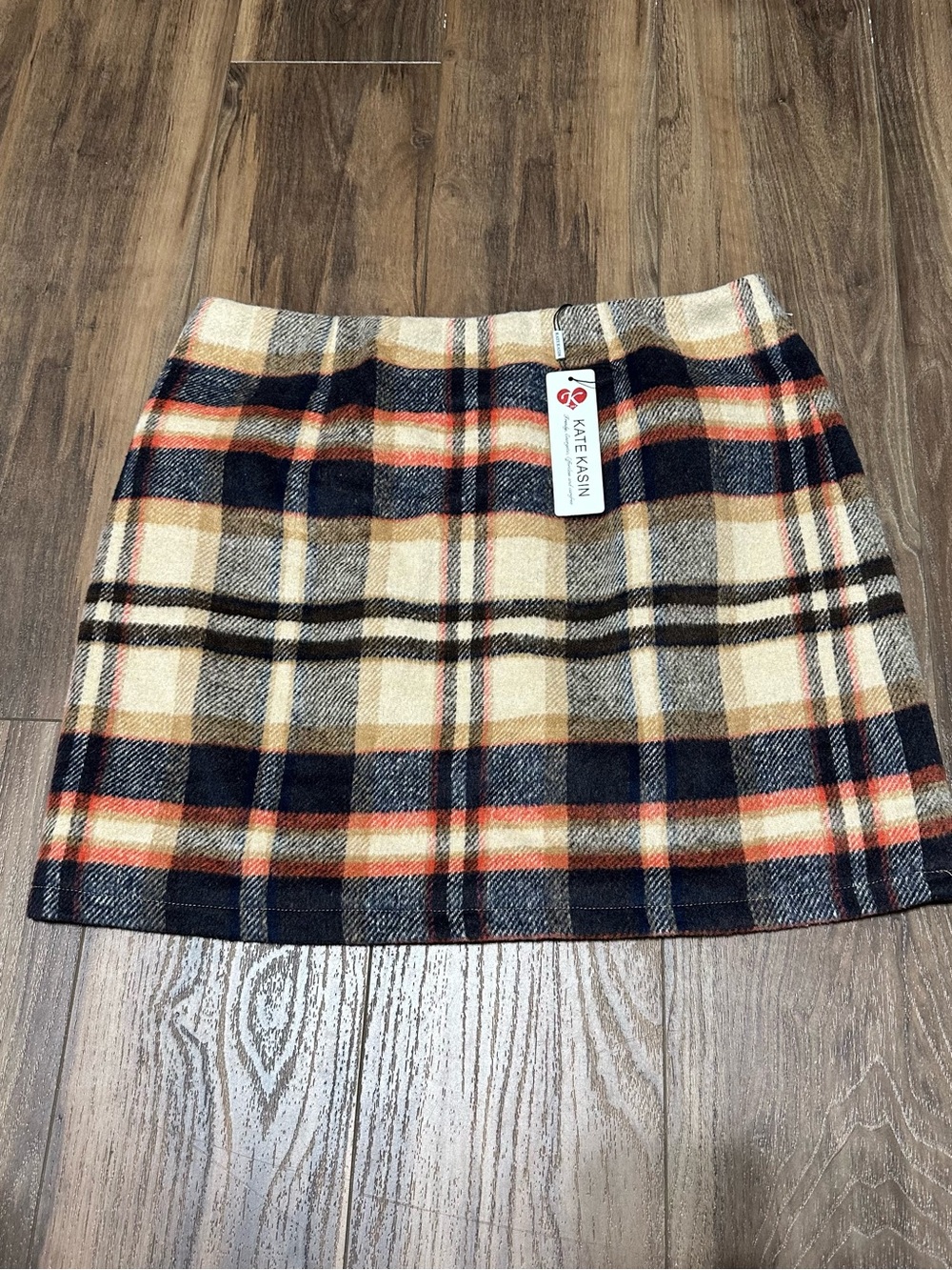 New Kate Kasin 14 High Waist Plaid Bodycon Mini Skirt Stretch Pencil Chic NWT